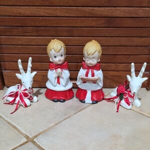 Homeco Choir Boys Holiday Figurines Set with Red Accents